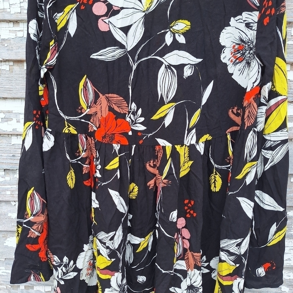 🌟 Free People Bella Black Floral Tunic Blouse Size XS - Picture 6 of 8